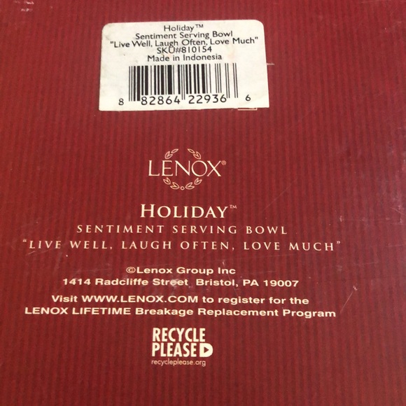 Brand New in Box LENOX Holiday Sentiment Serving Bowl Christmas Holly Dinner - Picture 4 of 10